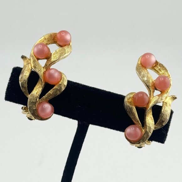 Vintage Judy Lee Pink Moonstone Earrings - Picture 1 of 3